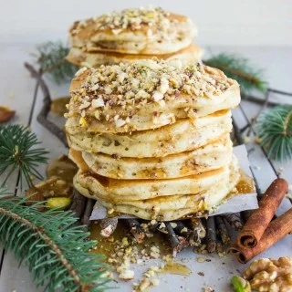 Baklava Pancakes with Maple Syrup