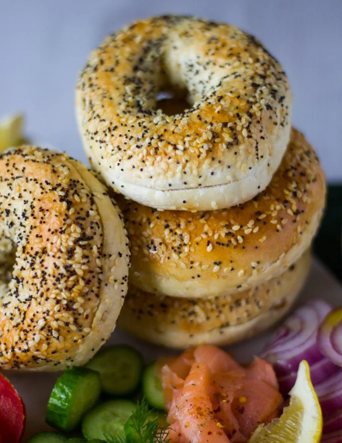 4 bagels stacked on each other