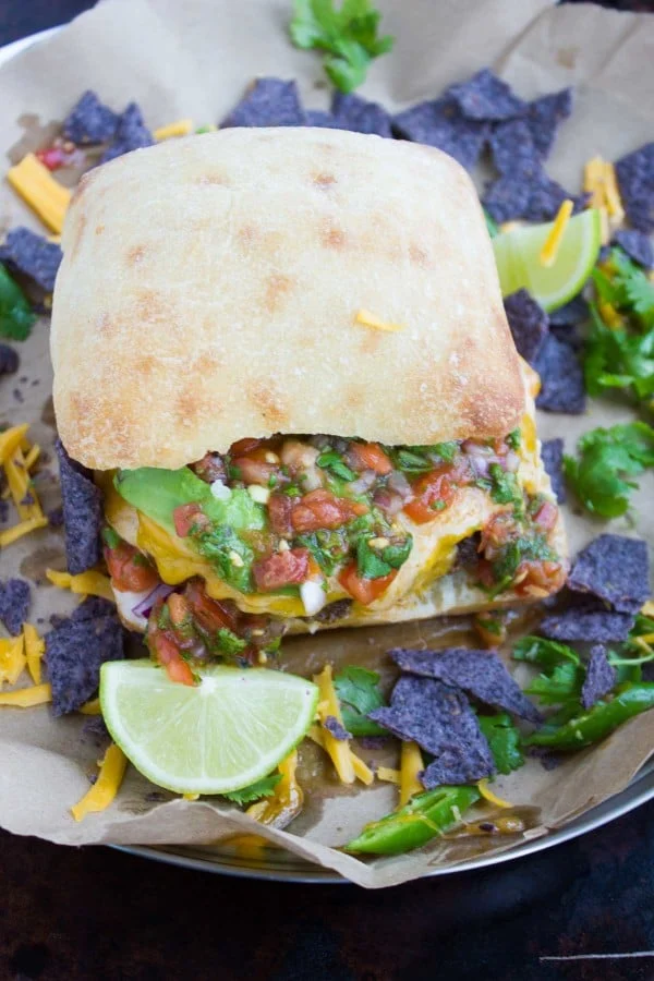 A top bun to be put over the fajita toppings for the juicy burger and it’s ready
