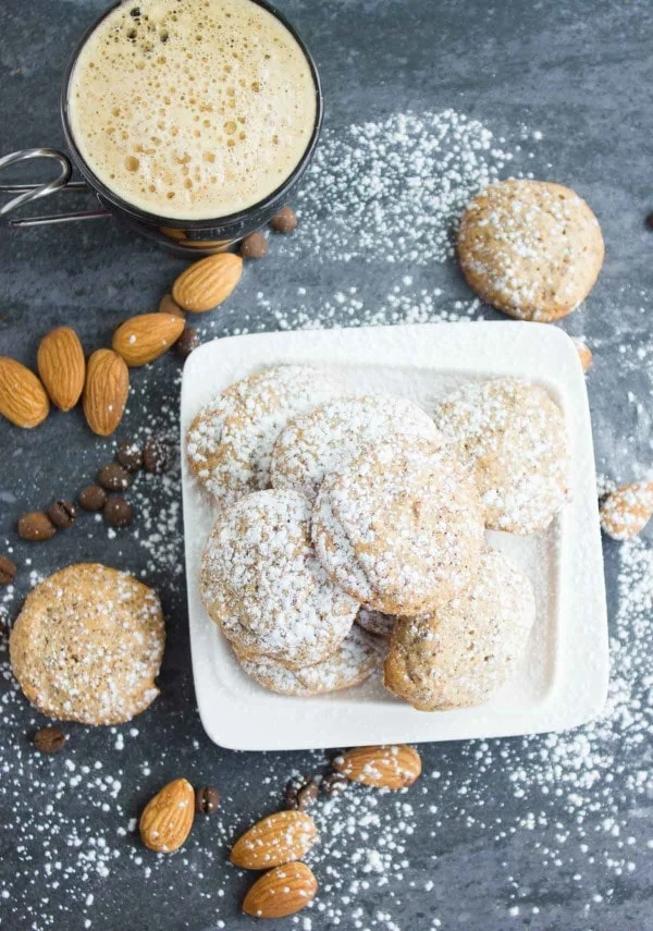 Espresso Amaretti Cookies. These are an Italian Almond DREAM made heavenly with ESPRESSO! Fat free, light as air, slightly crunchy on the outside, soft and airy on the inside--absolute amaretti LOVE! Get the recipe with step-by-step photos now! foodallianceblog.com