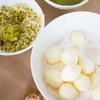 caprese bites ingredients on a board