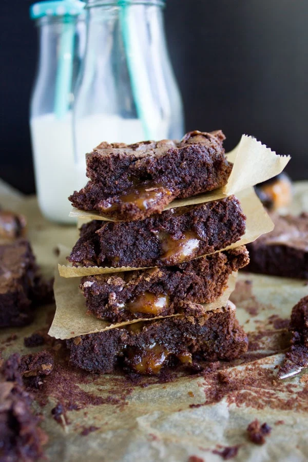 Caramel Stuffed Spiced Brownies. Cayenne spiked fudge-y brownies stuffed with oozing caramel for a DIVINE brownie experience! The spice cuts down the sweetness while elevating the chocolate flavor! Easy and quick--see the recipe and make it today! foodallianceblog.com