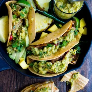 Quickest Chicken Fajita With Mango Pineapple Salsa. This is the quickest way you'll ever make fajitas--no marinades no fuss, just a load of flavor! Real healthy food from scratch in mins for the busy days--Get the recipe and twist it up for a different variety fajita every time! foodallianceblog.com
