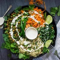Spicy Vegan Chickpea Moroccan Couscous. Healthy, hearty and ultra satisfying1 This recipe makes Vegan dinners a breeze--quick, easy and an absolute crowd pleaser! foodallianceblog.com