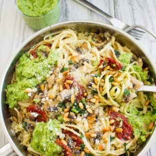 Broccoli Pesto Healthy Pasta Recipe. This is an ultimate crowd pleaser pasta--it will be your favorite, I promise! Flavor packed, simple, vegan, easy, and super quick! Broccoli lovers and haters will join hands here--this is a WINNER! Get the recipe now at foodallianceblog.com