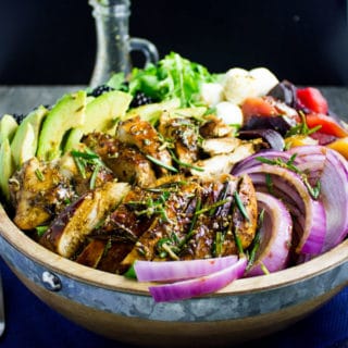 Italian Balsamic Chicken Salad Recipe. Cooking for one, two or a crowd--this easy and quick, super delicious and filling salad is all you need! Dressed with a Blackberry Balsamic Vinaigrette that pops up the flavors. Get this recipe today! foodallianceblog.com