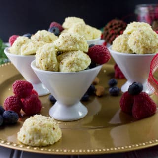 Almond Crunch Greek Yogurt Cheesecake Bites. Not your average cheesecake, these bites are made with ONLY Greek Yogurt, no cream cheese--so they're as light as can be! Totally divine creamy tasting cheesecakes with a crunchy almond coating! Perfect make ahead healthy Holiday dessert! Get the step by step recipe at foodallianceblog.com