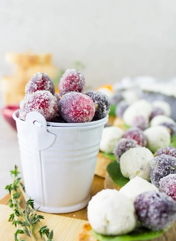 Frosted Cranberries in a little silver bucket