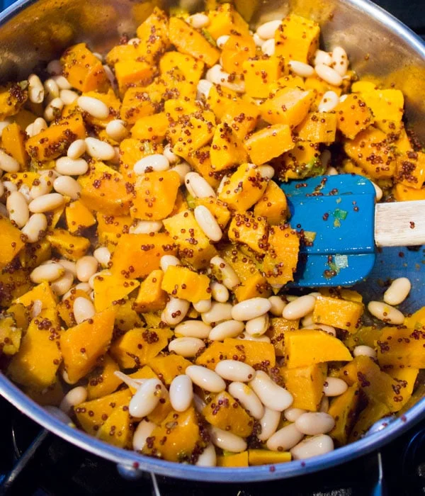 One Pot Quinoa Sweet Potato Salad in the making