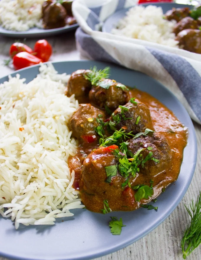 Turkish Meatballs ready in tomato sauce and herbs