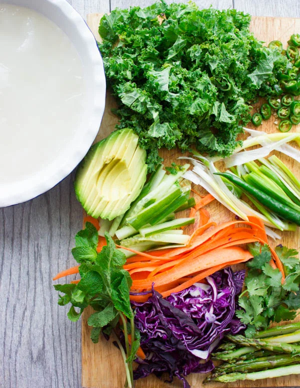 veggies being sliced neatly for filling thai rice paper rolls