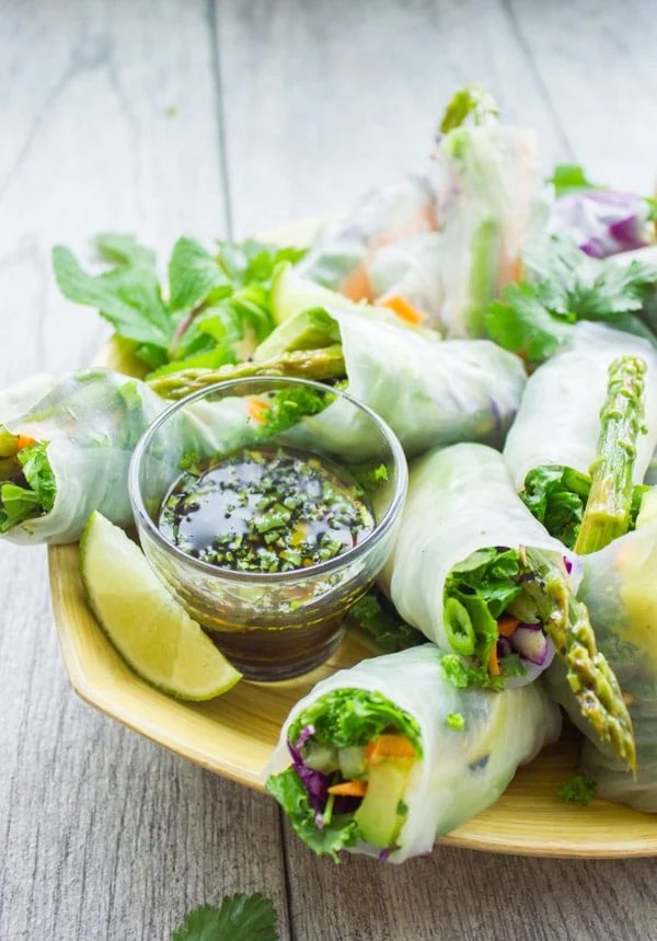 Summer Rolls with Two Dipping Sauces. Easy, fresh, simple and utterly delicious! So many tips, ideas and varieties to make these for a special occasion or quick snack! get the recipe foodallianceblog.com