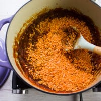 the lentils added to the post of stew base