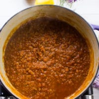 the lentils cooked and bubbling
