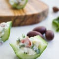 Best Feta Cucumber Salad Bites. The BEST appetizer to make this season! Your favorite Feta Cucumber Salad in Crunchy Bites! Recipe at foodallianceblog.com