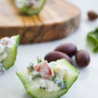 Best Feta Cucumber Salad Bites. The BEST appetizer to make this season! Your favorite Feta Cucumber Salad in Crunchy Bites! Recipe at foodallianceblog.com
