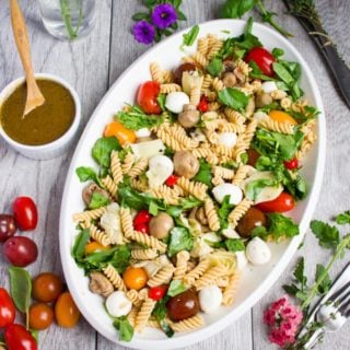 Warm Antipasto Platter Pasta. Summer Pasta Perfection--a cross of your favorite antipasto flavors and pure pasta comfort love! foodallianceblog.com