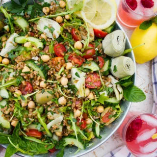 Mediterranean Farro Salad with Sweet Zesty Lemonade Dressing. Easy Simple and Divine Summer Salad you'll devour this season plus tips on cooking perfect farro! foodallianceblog.com