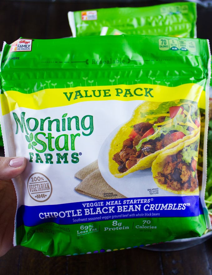 morning star black bean crumbles package