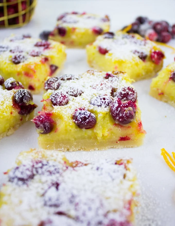 Orange Lemon Squares with Cranberries. Perfectly balanced squares of citrus, tang and sweet!