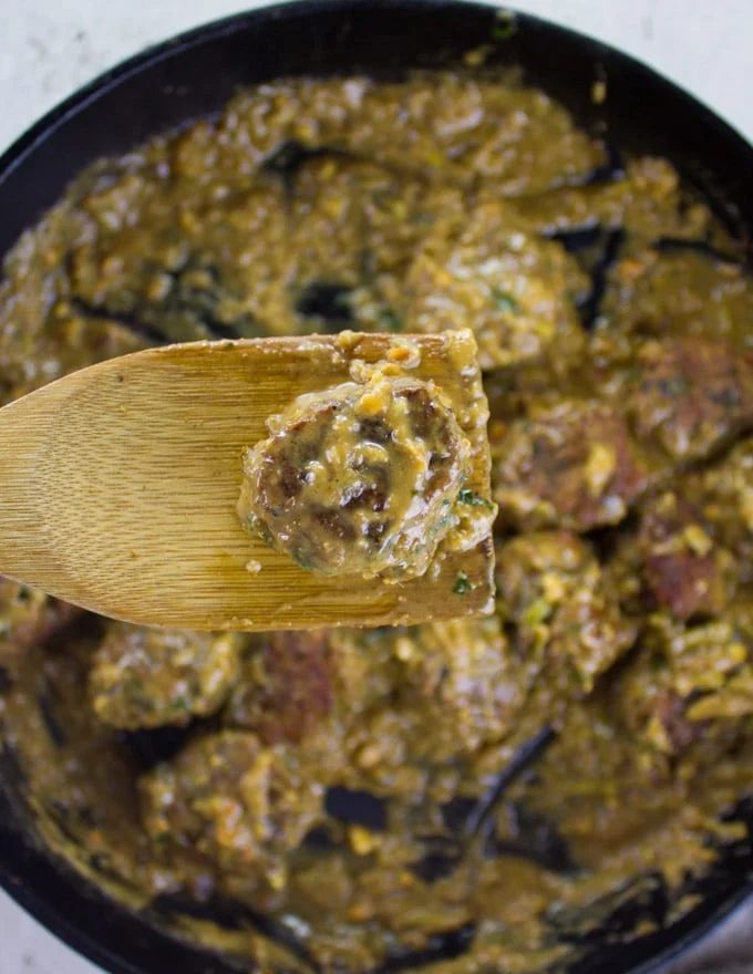 Thai Chicken Meatballs in ginger apple peanut sauce