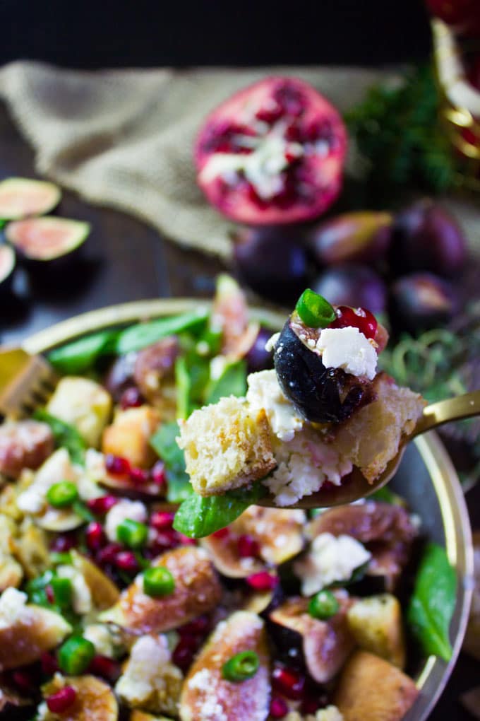 Bread Feta Salad with Figs. Easy, Simple Ingredients combined to make the most gourmet tasting salad ever!
