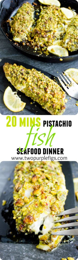 Pesto Pistachio Crusted Tilapia Fillets - a healthy seafood dinner ready in 20 minutes #healthy, #tilapia, #baked, #dinner, #lowcarb, #keto, #simple