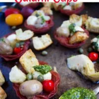 Antipasto Bites in Salami Cups