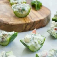Best Feta Cucumber Salad Bites | These feta cream-stuffed cucumber bites make for the best healthy low carb appetizer or snack for parties | foodallianceblog.com| #healthy, #lunches, #keto, #lowcarb, #appetizer, #cleaneating, #simple
