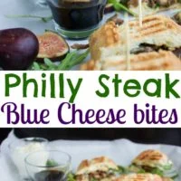 Blue Cheese Philly Steak Sandwich Bites | recipe is a perfect pick for lovers of steak, sandwiches and finger food! The steak, blue cheese, fresh figs and arugula complement each other beautifully in this delicious Steak Sandwich! | foodallianceblog.com | #gourmet, #easy, #grilled, #bbq, #lunches