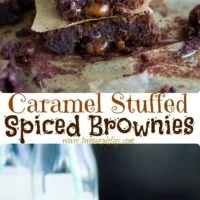 Caramel Stuffed Spiced Brownies - a cayenne-spiced, fudgy brownie with loads of golden caramel oozing out of every bite! Easy to make from scratch and so addictive! | foodallianceblog.com | #easy, #fromscratch, #brownie, #baking, #dessert, #fudgey,