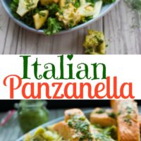 Italian Panzanella Salad | This gorgeous Tuscan Bread Salad with Kale, Artichoke Hears, Apple Slices and Fennel makes for a wonderful springtime meal. Tossed with a zesty homemade Basil Dressing and served with some broiled salmon on top, this Italian classic is special and sophisticated enough to be served at any dinner party or lunch. | foodallianceblog.com | #salad, #dishes, #Italian, #Tuscan, #easy, #spring, #forguests, #vegan, #panzanella