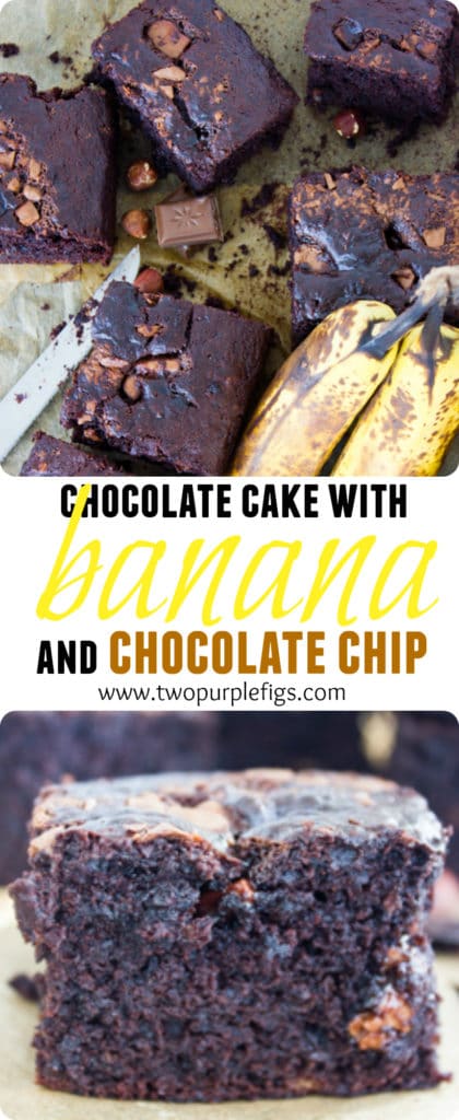 Chocolate Cake with Banana and Chocolate Chips | this recipe is everything you dream about. Imagine a rich, moist, chocolate loaf cake with a hint of banana flavor and lots of chocolatey bursts from the chocolate chips.| foodallianceblog.com | #easy, #cake, #dessert, #moist, #birthday, #simple