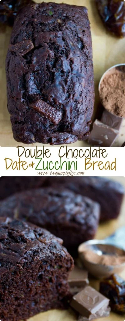 Double Chocolate Date Zucchini Bread | an easy healthy loaf cake with shredded zucchini for moisture and dates for sweetness | foodallianceblog.com | #healthy, #easy, #loaf, #bread, #moist