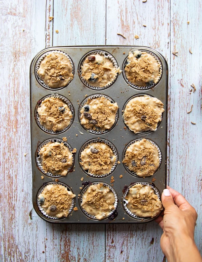 bran muffin tray ready for the oven