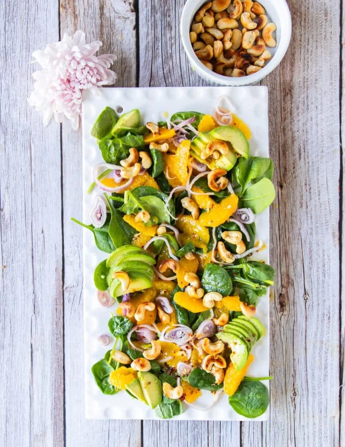 Top view of an orange salad