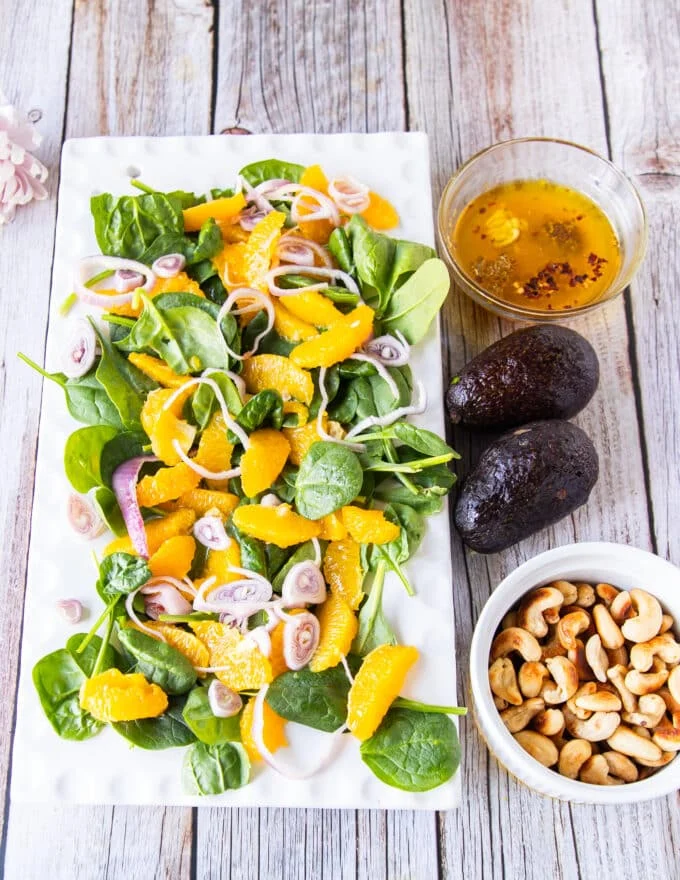 ingredients for orange salad and orange dressing