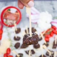Long Pin for Steak Bites with Parmesan Cheese