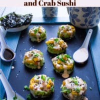 Long pin for crab sushi and sushi stacks