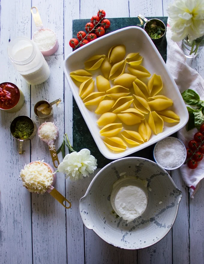 ingredients for stuffed shells recipe.