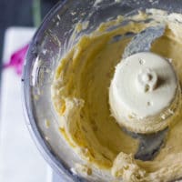 pureed garlic butter sauce in the food processor