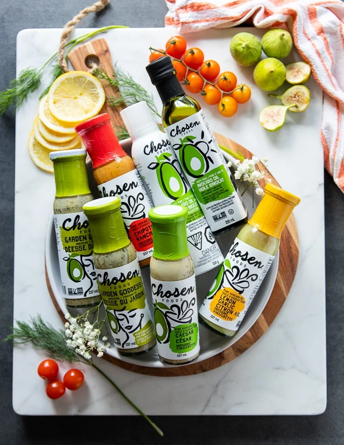 collection of chosen foods salad dressings which are great used to marinade the grilled salmon