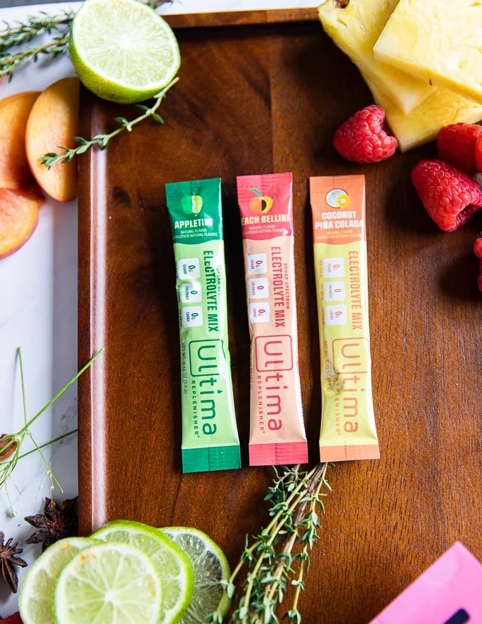 three sticks of mocktail replenishers with different flavrors to flavor the mocktai;s