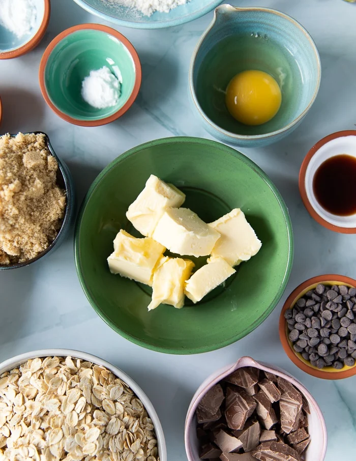 a plate of butter for oatmeal cookies