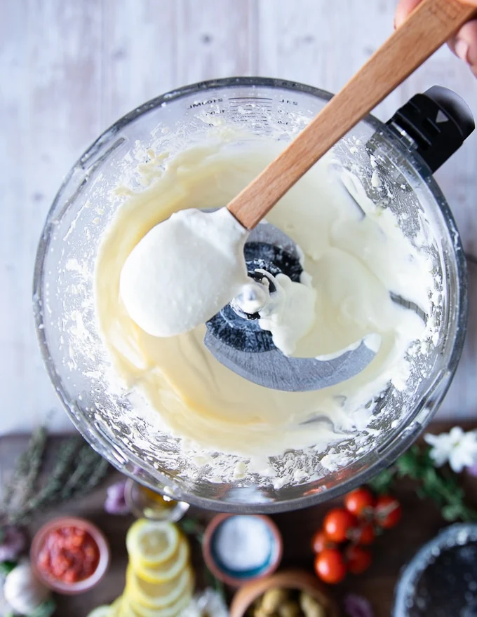 fluffy creamy whipped feta in the food processor