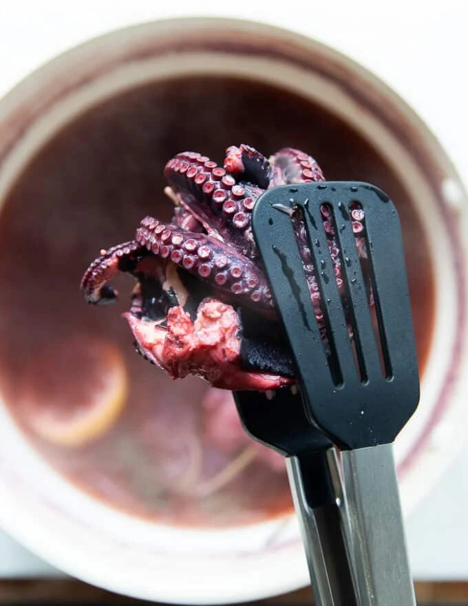 Boiled and perfectly tender octopus