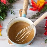 The honey, light brown sugar and butter mixture have dissolved completely in the sauce pan using a whisk