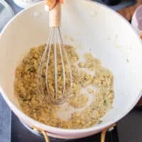 the flour is cooked in the butter until lightly golden so it's ready to add stock