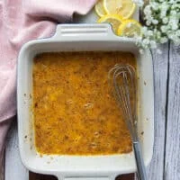 the mixture of eggs and seasoning in a plate