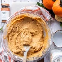 A spatula in the pumpkin bread batter showing the texture of the final batter